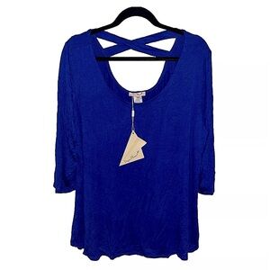 NWT - Paper Planes Women's Blue Stretchy blouse Size 2X